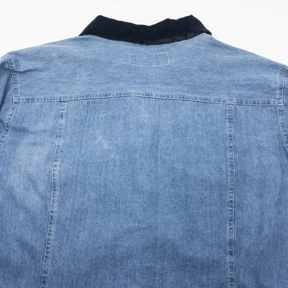 Denim Snap Front Shirt with Black Velvet Collar and Trim - Picture 4 of 6